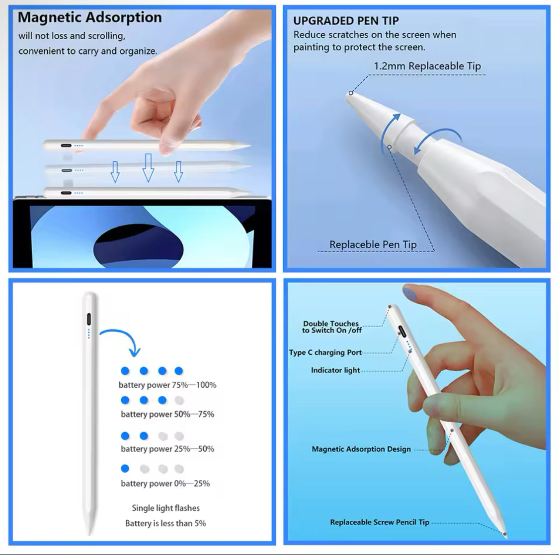 Stylet pour apple power led original